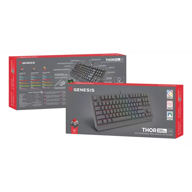 GENESIS Thor 230 TKL Lite näppäimistö pelikäyttöön USB QWERTY englanti musta