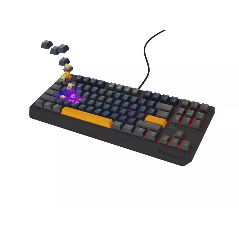 GENESIS THOR 230 TKL näppäimistö pelikäyttöön USB + RF langaton + Bluetooth QWERTY musta, sininen, harmaa, oranssi
