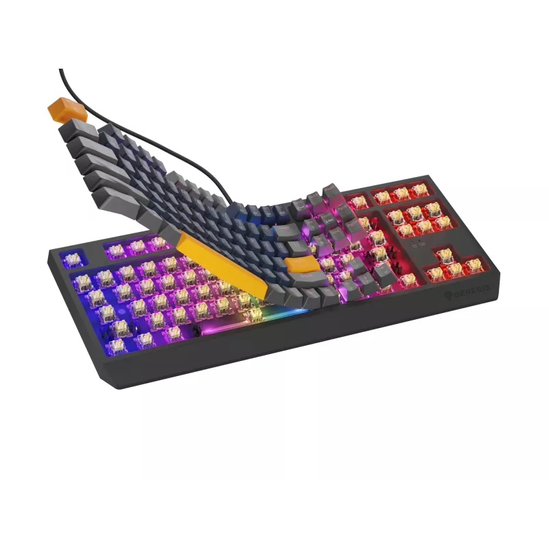 GENESIS THOR 230 TKL näppäimistö pelikäyttöön USB + RF langaton + Bluetooth QWERTY musta, sininen, harmaa, oranssi