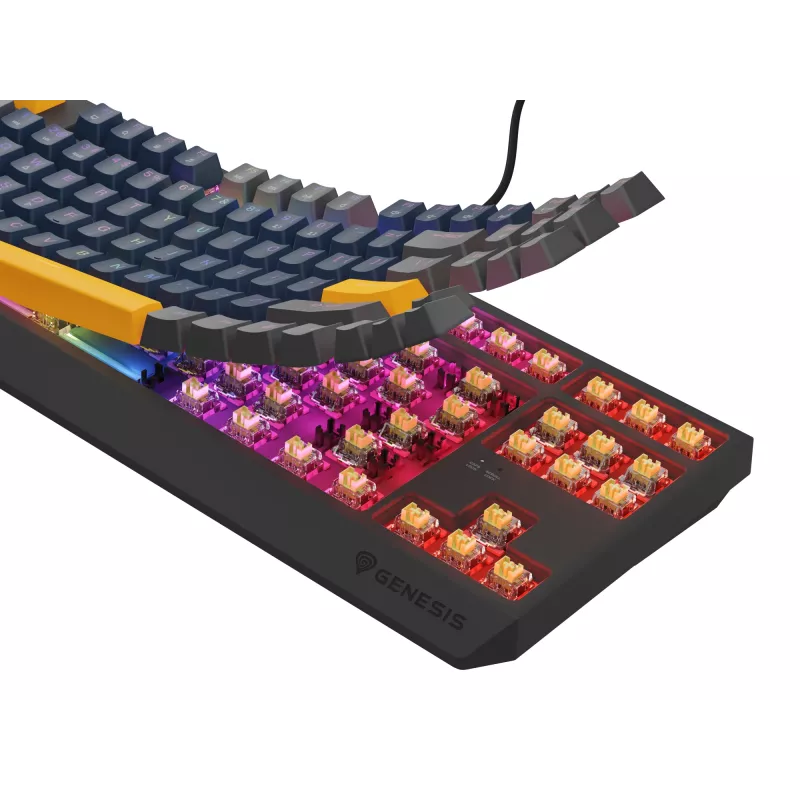 GENESIS THOR 230 TKL näppäimistö pelikäyttöön USB + RF langaton + Bluetooth QWERTY musta, sininen, harmaa, oranssi