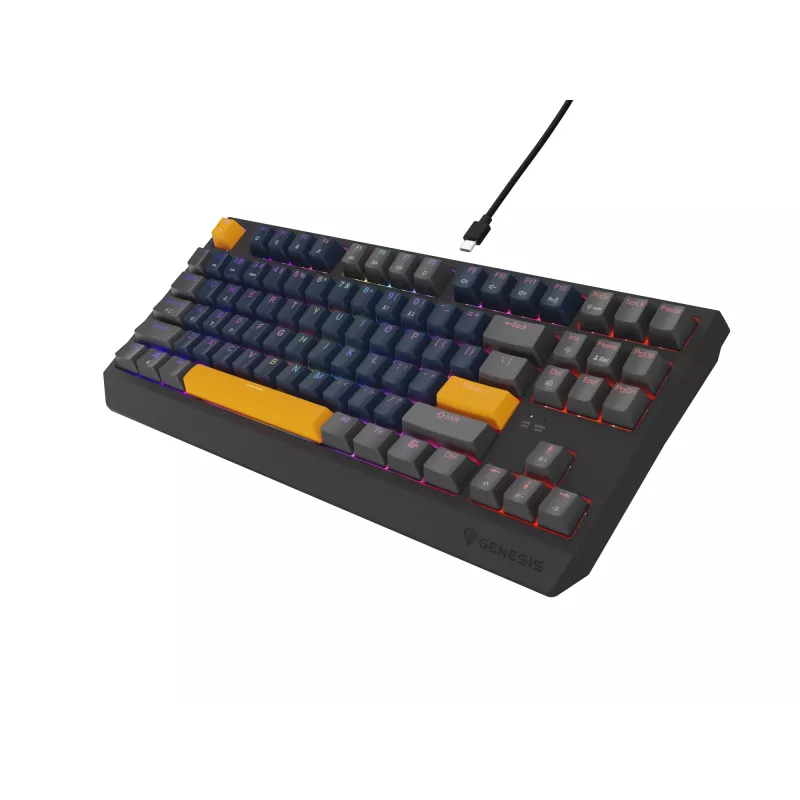 GENESIS THOR 230 TKL näppäimistö pelikäyttöön USB + RF langaton + Bluetooth QWERTY musta, sininen, harmaa, oranssi