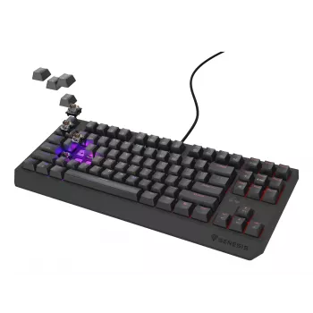 Mekaaninen pelinäppäimistö Genesis Thor 230 TKL — Tenkeyless, US QWERTY, Outemu Brown -kytkimet, RGB, 1000 Hz, USB