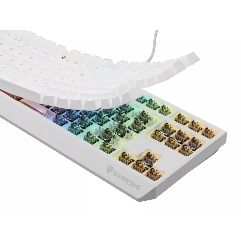 Genesis Thor 230 TKL langallinen mekaaninen pelinäppäimistö, US, valkoinen, Outemu Brown