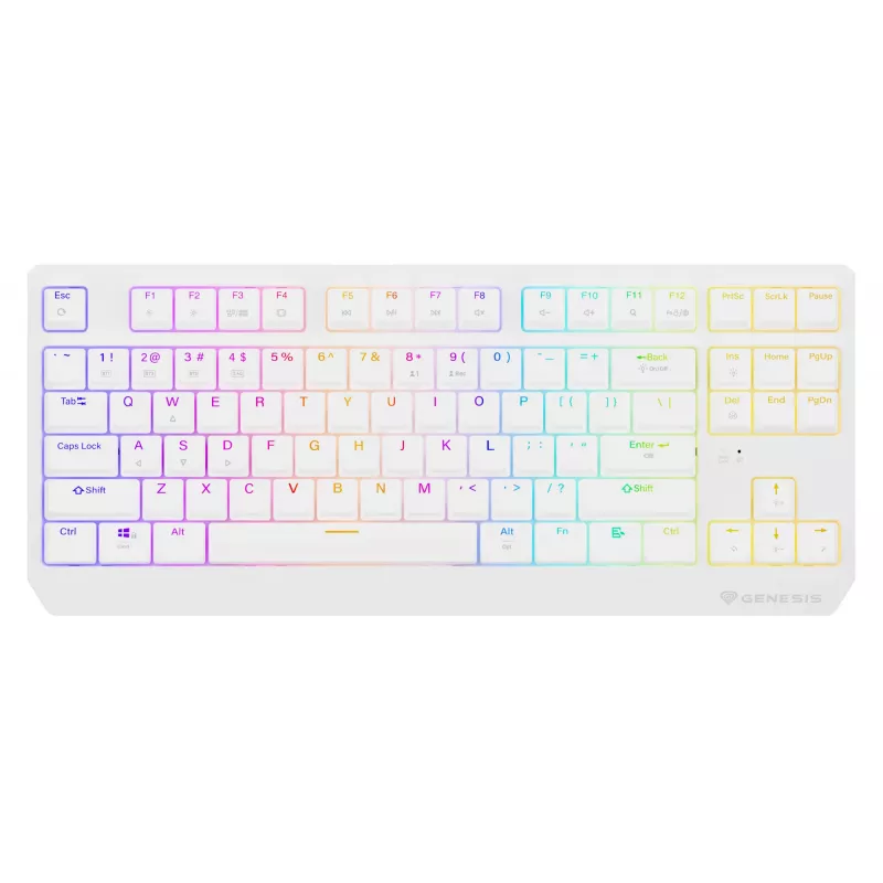 Tenkeyless-pelikäppäimistö GENESIS Thor 230 TKL — USB, RF Wireless, Bluetooth, QWERTY, valkoinen