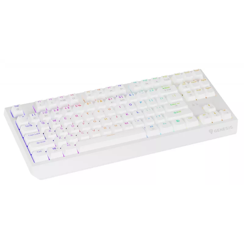 Tenkeyless-pelikäppäimistö GENESIS Thor 230 TKL — USB, RF Wireless, Bluetooth, QWERTY, valkoinen