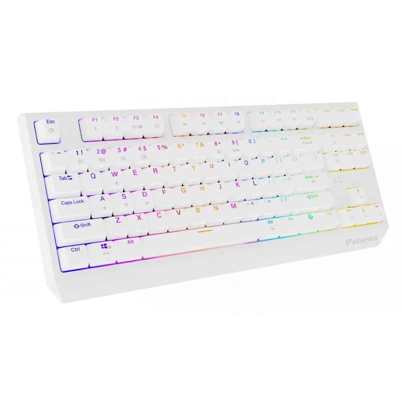 Tenkeyless-pelikäppäimistö GENESIS Thor 230 TKL — USB, RF Wireless, Bluetooth, QWERTY, valkoinen