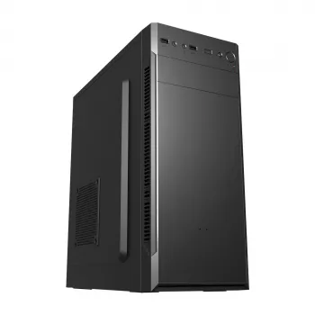 PC-kotelo FSP CMT160 Midi Tower musta — tukee ATX/µATX/ITX, 1×3.5