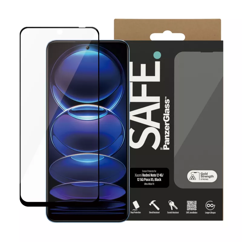 PanzerGlass SAFE. by ® näytönsuojakalvo Xiaomi Redmi Note 12 5G | 12 4G | Poco X5 | Ultra-Wide Fit