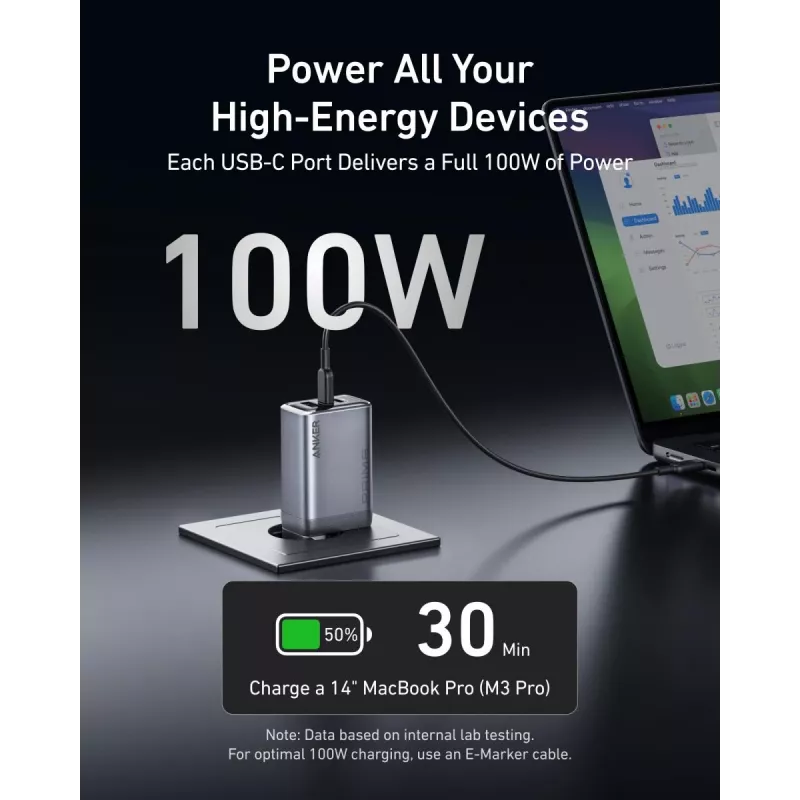Mobiililaitelaturi Anker A2688341 yleislaturi musta AC sisäkäyttöön 110–240 V 1 USB 2.0 2 USB-C