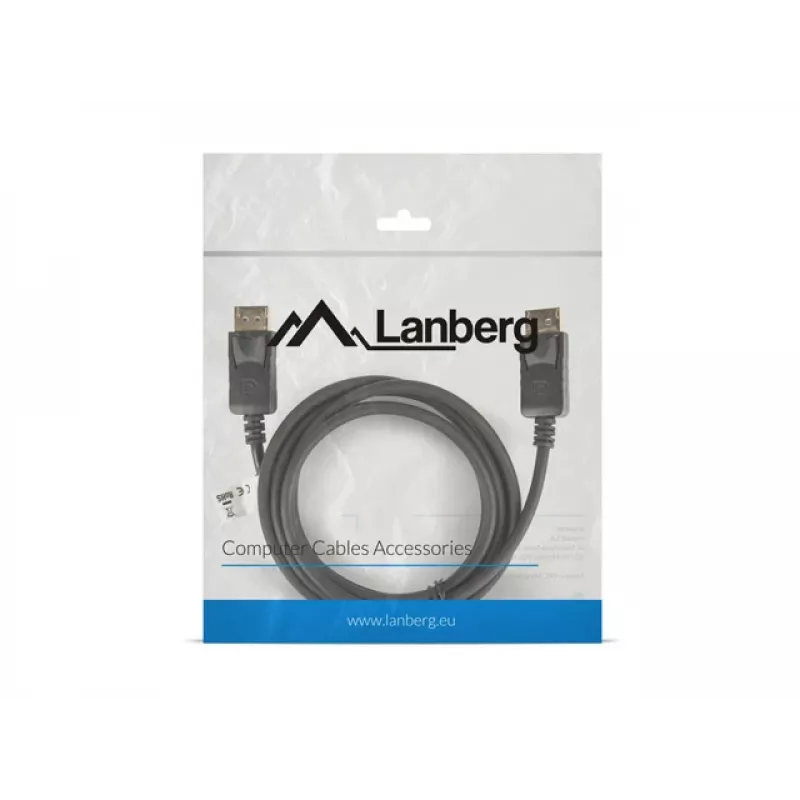 LANBERG DisplayPort M/M-kaapeli 19 Pin V1.2 4k 1,8 m musta