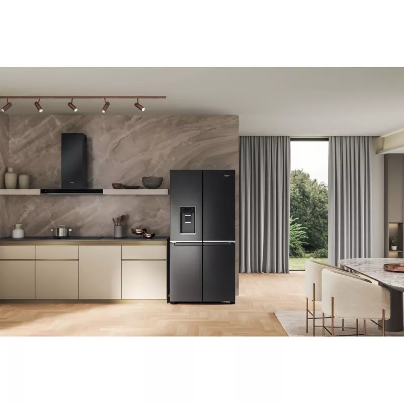 Whirlpool WQ9I FO2BX EF Side-by-Side-jääkaappi vapaasti seisova 592 L musta