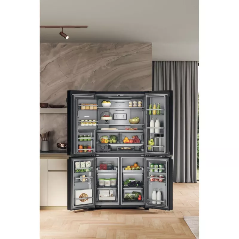 Whirlpool WQ9I FO2BX EF Side-by-Side-jääkaappi vapaasti seisova 592 L musta