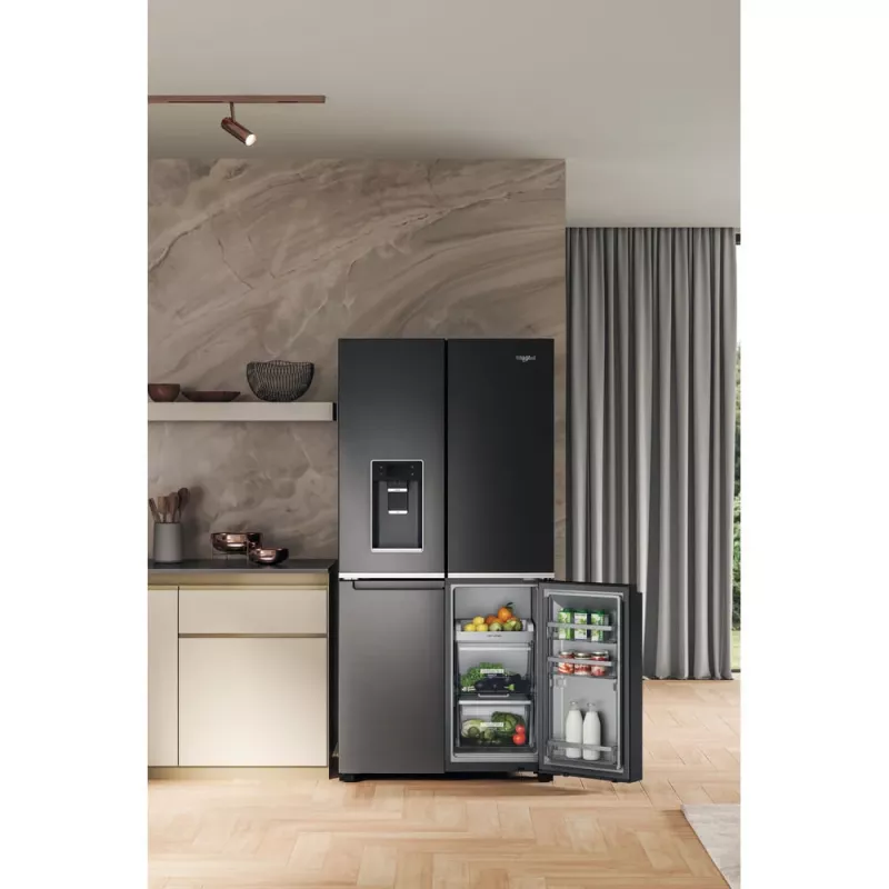 Whirlpool WQ9I FO2BX EF Side-by-Side-jääkaappi vapaasti seisova 592 L musta