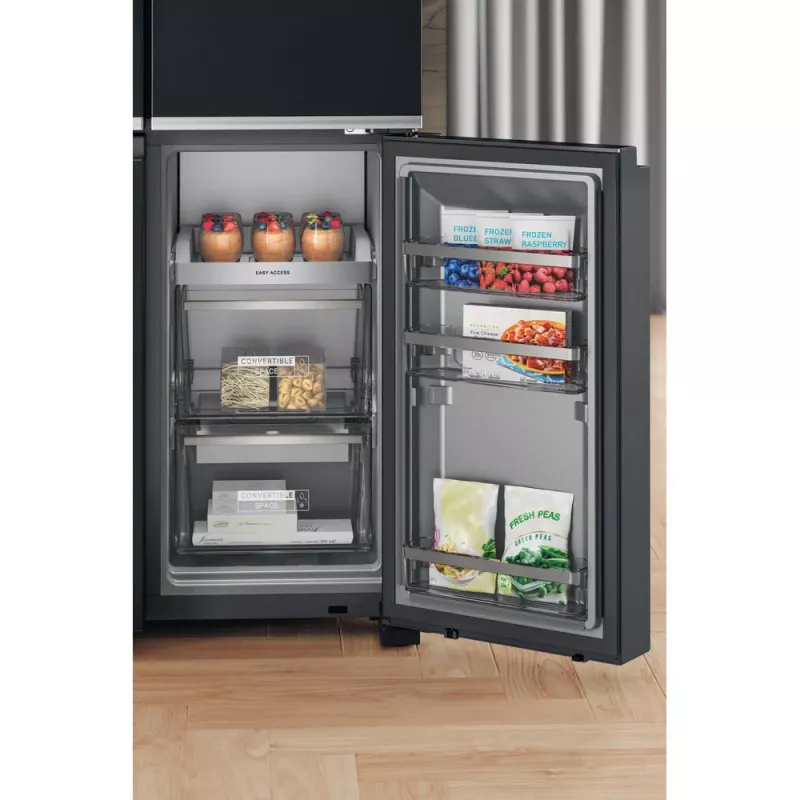 Whirlpool WQ9I FO2BX EF Side-by-Side-jääkaappi vapaasti seisova 592 L musta