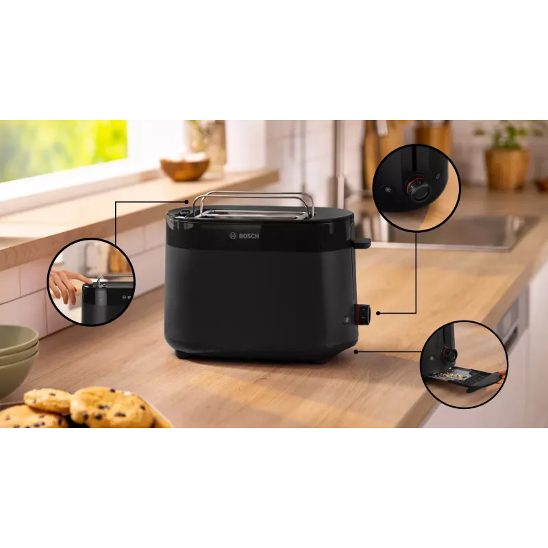Bosch TAT2M123 leivänpaahdin 6 2 viipaletta 950 W musta