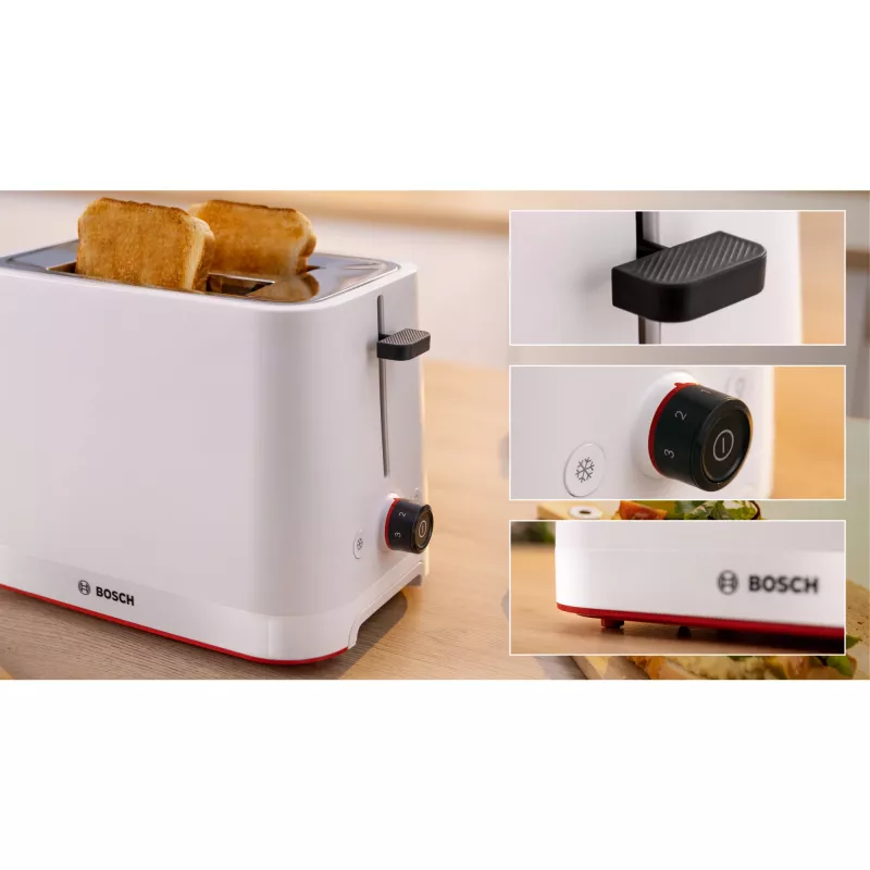 Bosch MyMoment TAT3M121 kompakti leivänpaahdin, 2 viipaleelle, 950 W, valkoinen