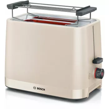 Leivänpaahdin Bosch Compact TAT3M127 – 2 viipaleen paikka beige muovirunko, kompakti muotoilu