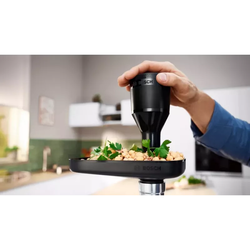 Lihamylly Bosch MFWS430B — 1900 W, 2 nopeutta, 2,5 kg/min, musta/hopea, 4,3 kg