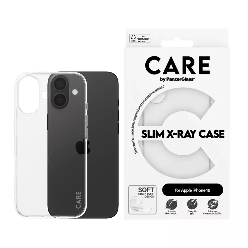 PanzerGlass CARE™ by ® X-Ray kotelo iPhone 16, kotelo, Apple, Apple - iPhone 16, läpinäkyvä