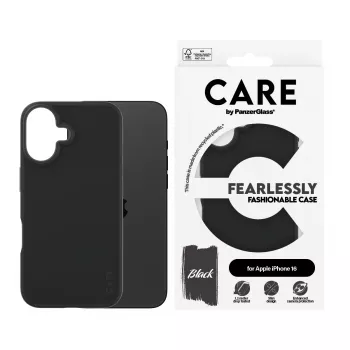 PanzerGlass CARE by muotokotelo musta iPhone 16 läpinäkyvä