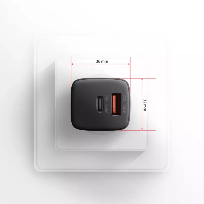 Axagon ACU-PQ30 PD3.0 & QC4+ 2xOUTPUTS seinälaturi 30W