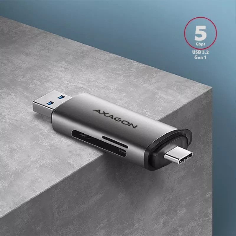 Axagon CRE-SAC SuperSpeed USB-C+USB-A kortinlukija 5 Gbit/s