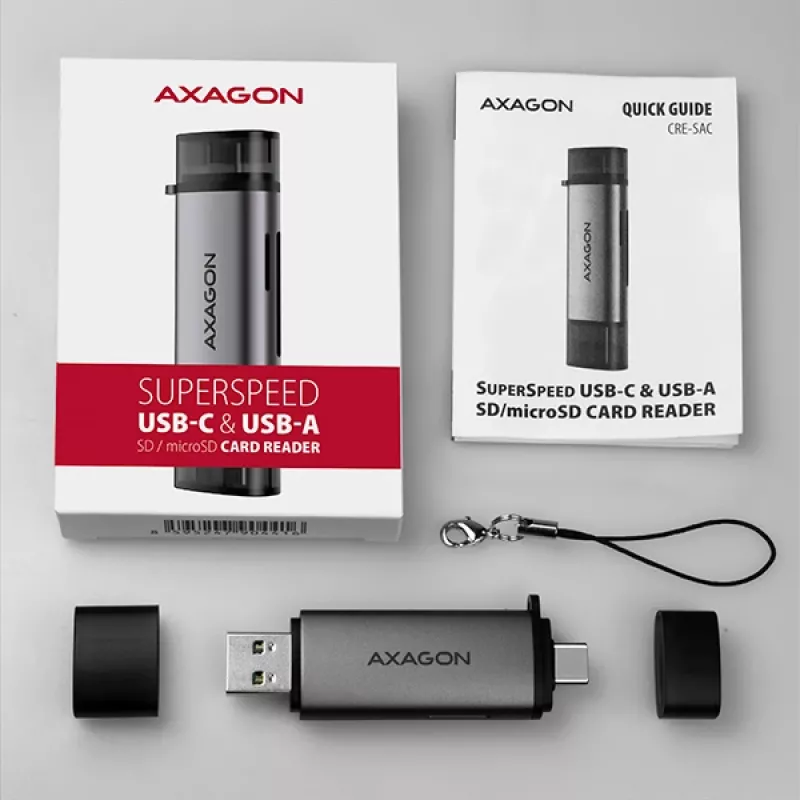 Axagon CRE-SAC SuperSpeed USB-C+USB-A kortinlukija 5 Gbit/s