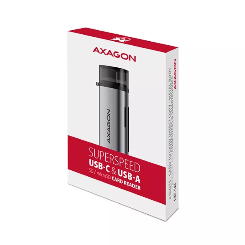 Axagon CRE-SAC SuperSpeed USB-C+USB-A kortinlukija 5 Gbit/s