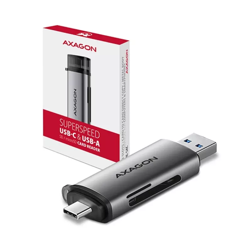 Axagon CRE-SAC SuperSpeed USB-C+USB-A kortinlukija 5 Gbit/s