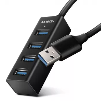 Axagon HUE-M1A 4x USB 3.2 Gen 1 MINI-keskitin, metalli, 20 cm USB-A-kaapeli