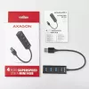 Axagon HUE-M1A 4x USB 3.2 Gen 1 MINI-keskitin, metalli, 20 cm USB-A-kaapeli