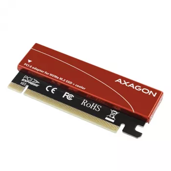 Axagon PCEM2-S PCIe x16 - M.2 NVMe M-Key-paikka-adapteri, passiivisella alumiinijäähdyttimellä