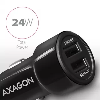 Axagon PWC-5V5 SMART autolaturi 24W, 2x USB-A-portti, 5V/2,4A + 5V/2,4A