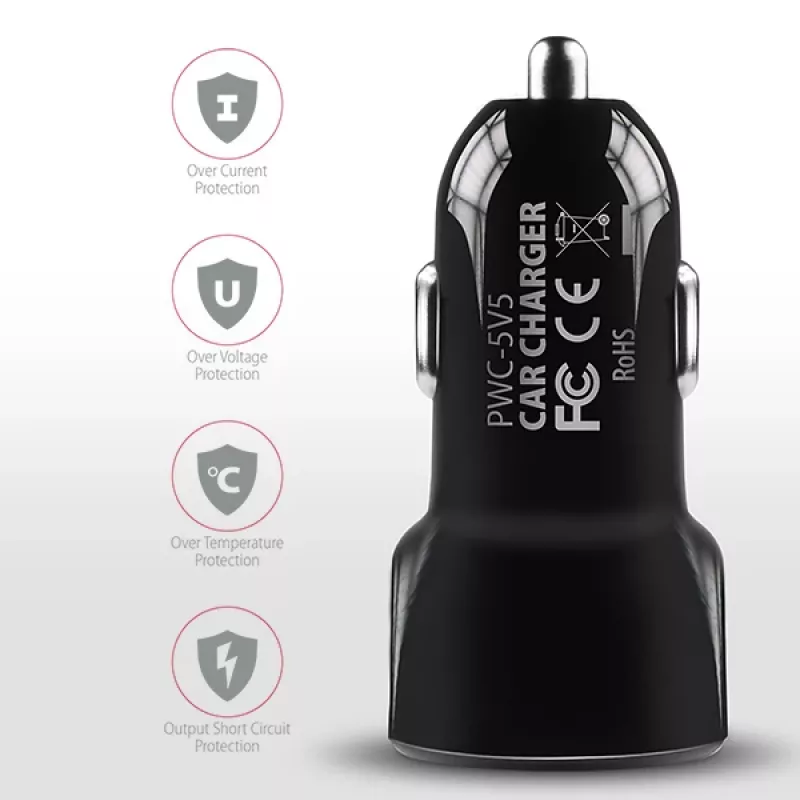 Axagon PWC-5V5 SMART autolaturi 24W, 2x USB-A-portti, 5V/2,4A + 5V/2,4A
