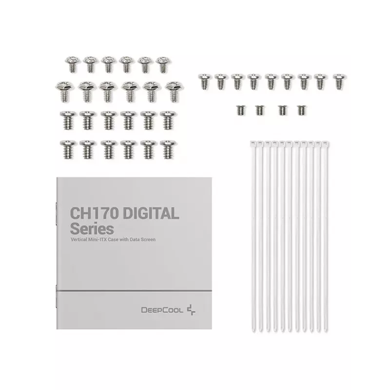 DeepCool CH170 Digital R-CH170-WHNPI0D-G-1 Mini-ITX Mini Tower -tietokonekotelo ilman virtalähdettä, 2x USB 3.0, USB-C, valkoinen