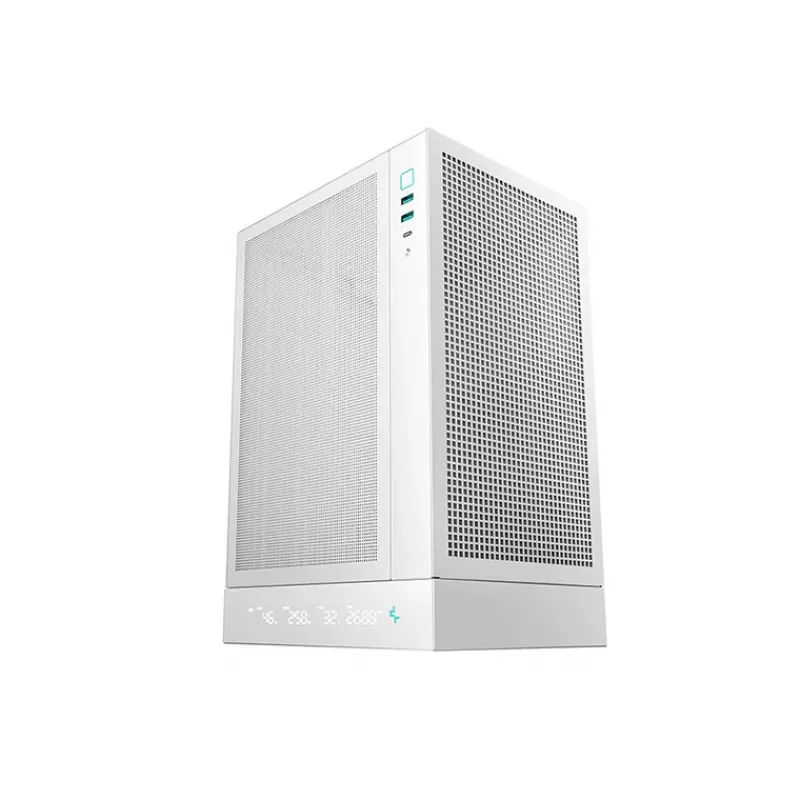 DeepCool CH170 Digital R-CH170-WHNPI0D-G-1 Mini-ITX Mini Tower -tietokonekotelo ilman virtalähdettä, 2x USB 3.0, USB-C, valkoinen