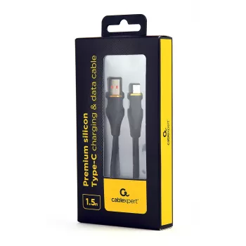 GEMBIRD premium-silikoni-USB Type-C-lataus- ja datakaapeli, 1,5 m – musta
