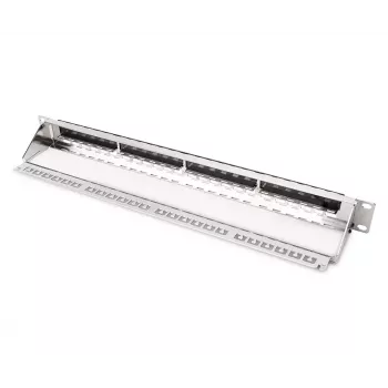 DIGITUS modulaarinen galvanisoitu patch-paneeli - suojattu 24-porttinen 24-porttinen tyhjä 1U rack-asennus musta RAL 9005