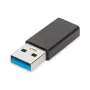 DIGITUS USB Type-C sovitin, tyyppi A - C M/F, 3A, 5GB, 3.0 versio, musta