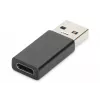 DIGITUS USB Type-C sovitin, tyyppi A - C M/F, 3A, 5GB, 3.0 versio, musta