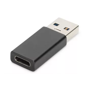 DIGITUS USB Type-C sovitin, tyyppi A - C M/F, 3A, 5GB, 3.0 versio, musta