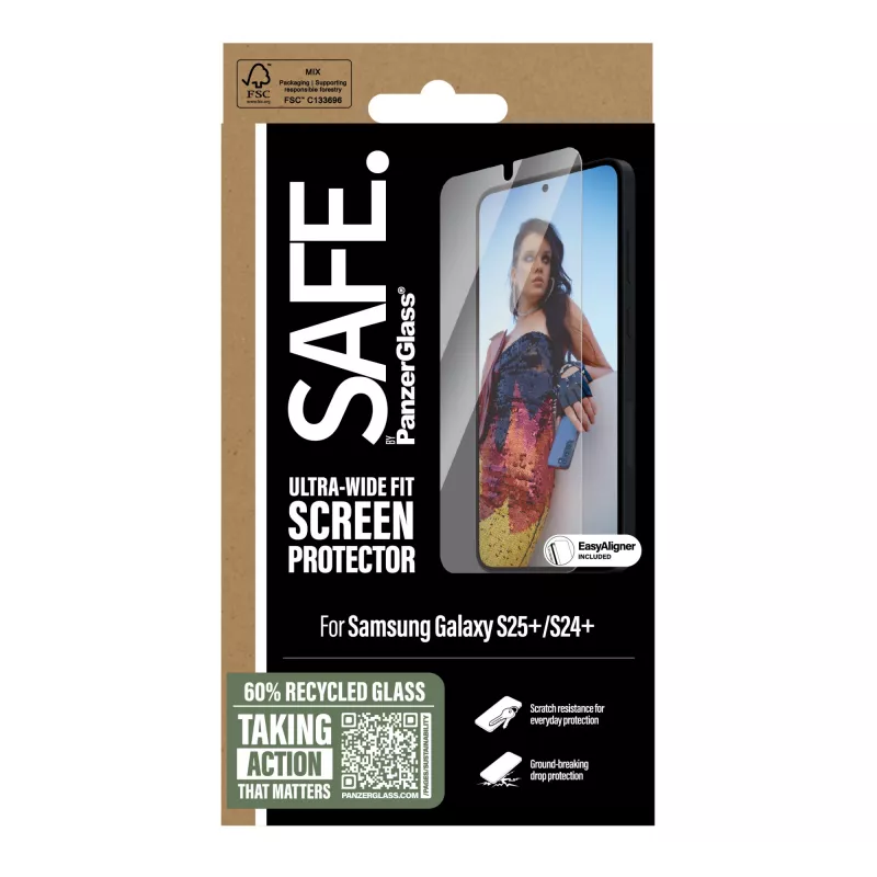PanzerGlass SAFE. by ® näytönsuojus Samsung Galaxy S25+ | S24+ | Ultra-Wide Fit EasyAlignerilla