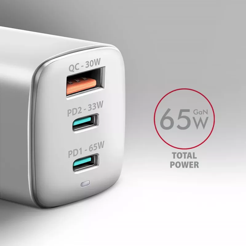 Axagon ACU-DPQ65W PD3.0 & QC4+ 3x LÄHTÖ seinälaturi 65W