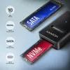Axagon ADM2-CM USB-C-sovitin M.2 NVMe SATA 10Gbps musta