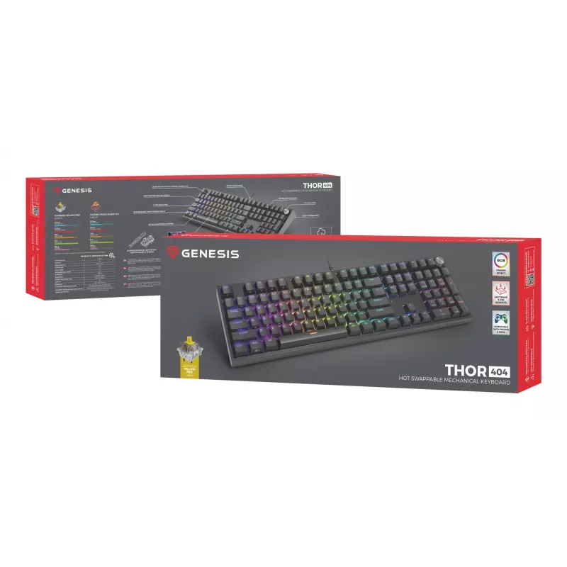 GENESIS THOR 404 näppäimistö yleismallinen USB QWERTY englanti musta