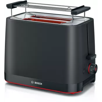 Leivänpaahdin Bosch TAT3M123 2 viipaletta, 950 W, musta, kiertosäädin, sulatus & lämmitys