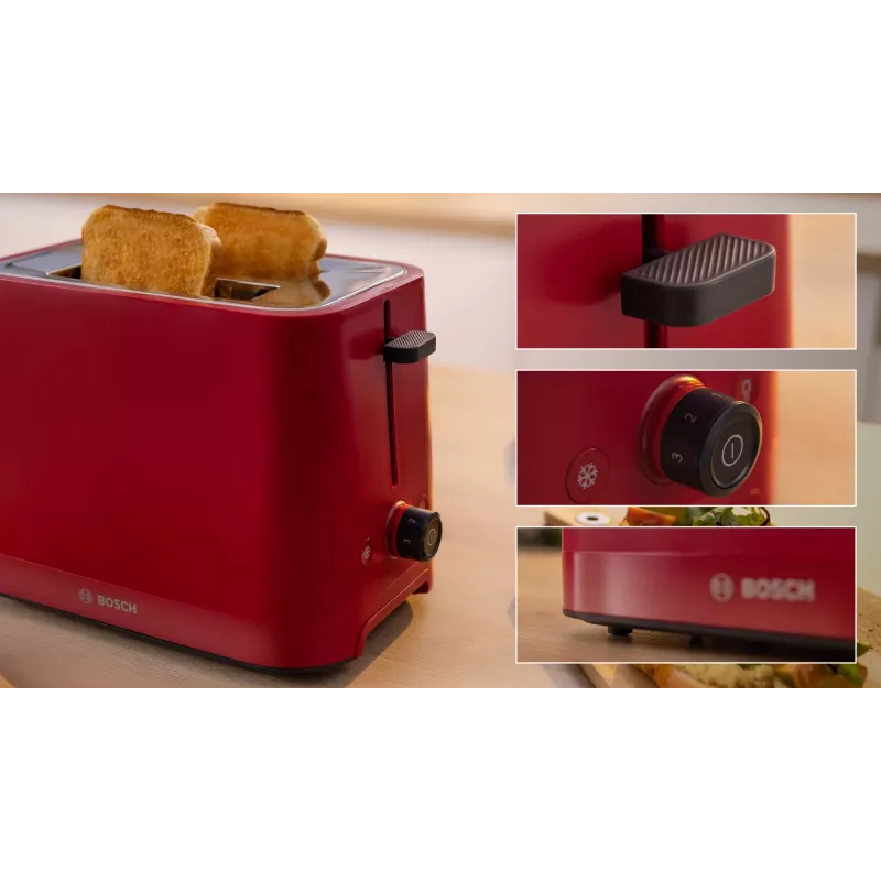 Bosch TAT3M124 leivänpaahdin 2 viipaletta 950 W punainen