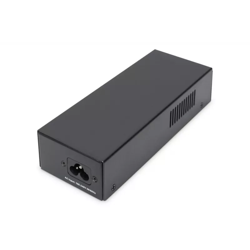 DIGITUS Gigabit Ethernet PoE++ -injektori, 802.3bt virtapinnit: 4/5(+),7/8(-) ja 3/6(+), 1/2(-), 85W