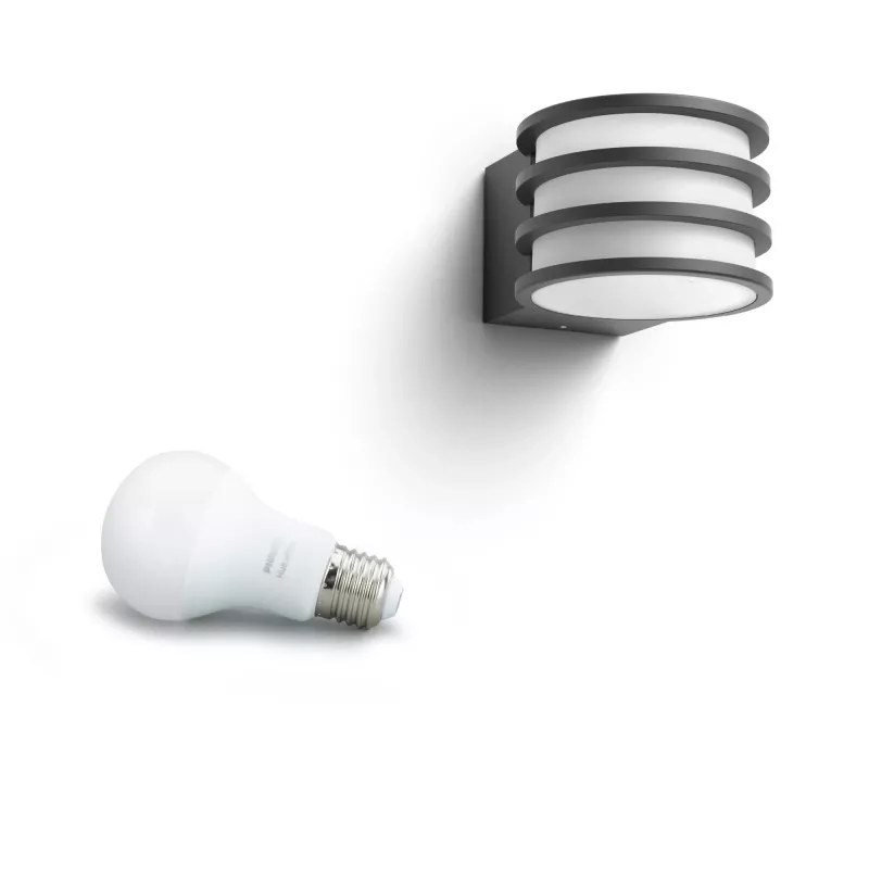 Philips Hue White Lucca Outdoor seinävalaisin, älykäs ulkovalaisin, Bluetooth/Zigbee, antrasiitti, LED, alumiini, E27