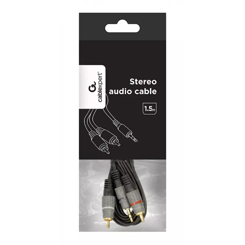 GEMBIRD 3,5 mm stereo - 2xRCA-pistoke, 1,5 m kaapeli - kullatut liittimet